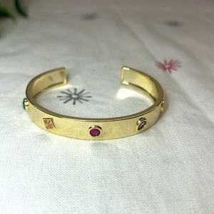 Gold Colored Crystal Bangle Cuff Bracelet